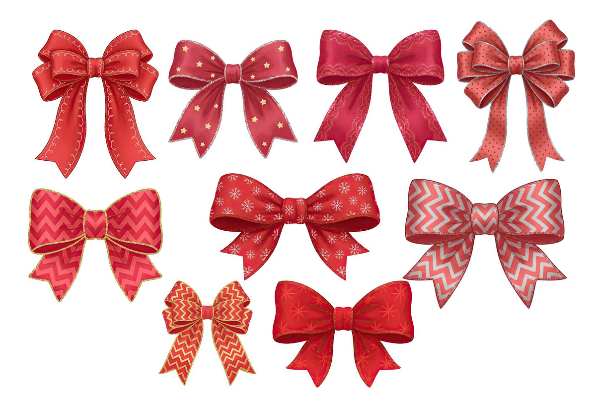 Red Textured Bows Mega Bundle, a Decorative Illustration by Stellalunarts (Photo 11 of 23)