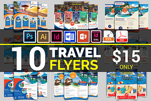 10 Travel Flyers Bundle 90% OFF