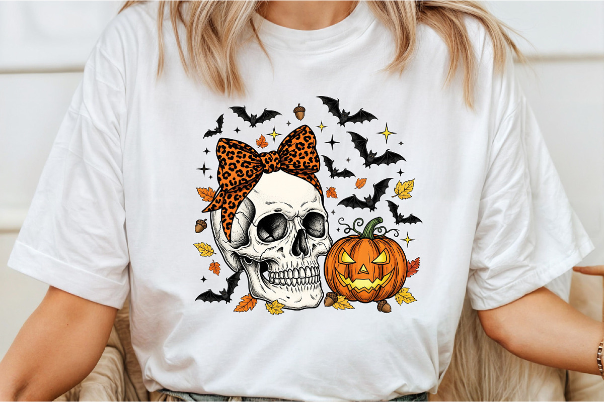 Halloween, Skull With Bow, Pumpkin P, an Illustration by Libby Wishes (Photo 5 of 6)