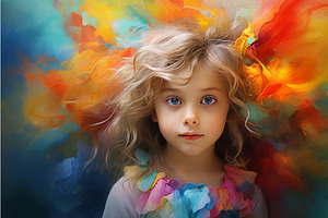 Spirited Little Girl In Colorful