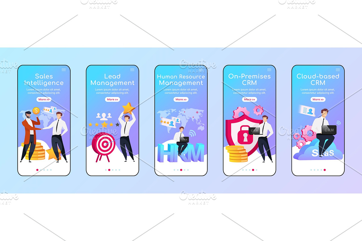 CRM options and types app screen, an App Template by IMG visuals characters
