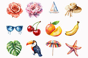 Watercolor Summer Clipart, an Illustration by Design Market (Thumbnail 5 of 5)