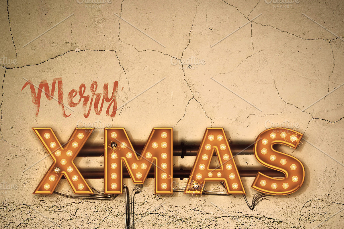 LightBulb Merry Christmas Signs, an Illustration by Solid Pixel (Photo 14 of 15)