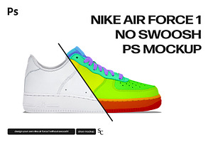 Nike Air Force 1 No Swoosh PS Mockup