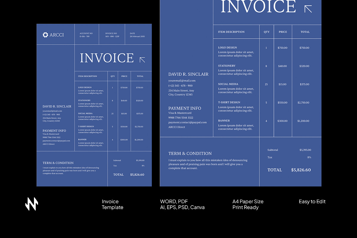Blue Simple Invoice, a Stationery Template by Neermana (Photo 1 of 4)