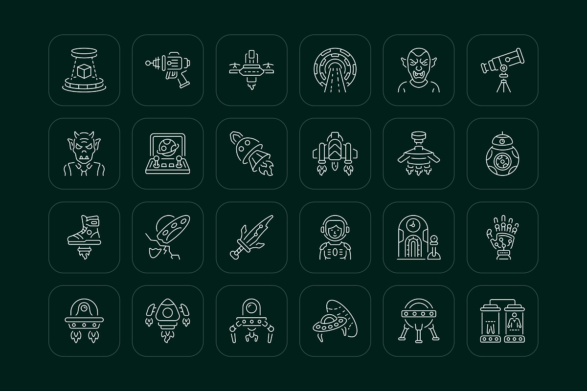 Alien and Sci Fi Icon Set, an Outline Icon by Prosymbols (Photo 6 of 6)