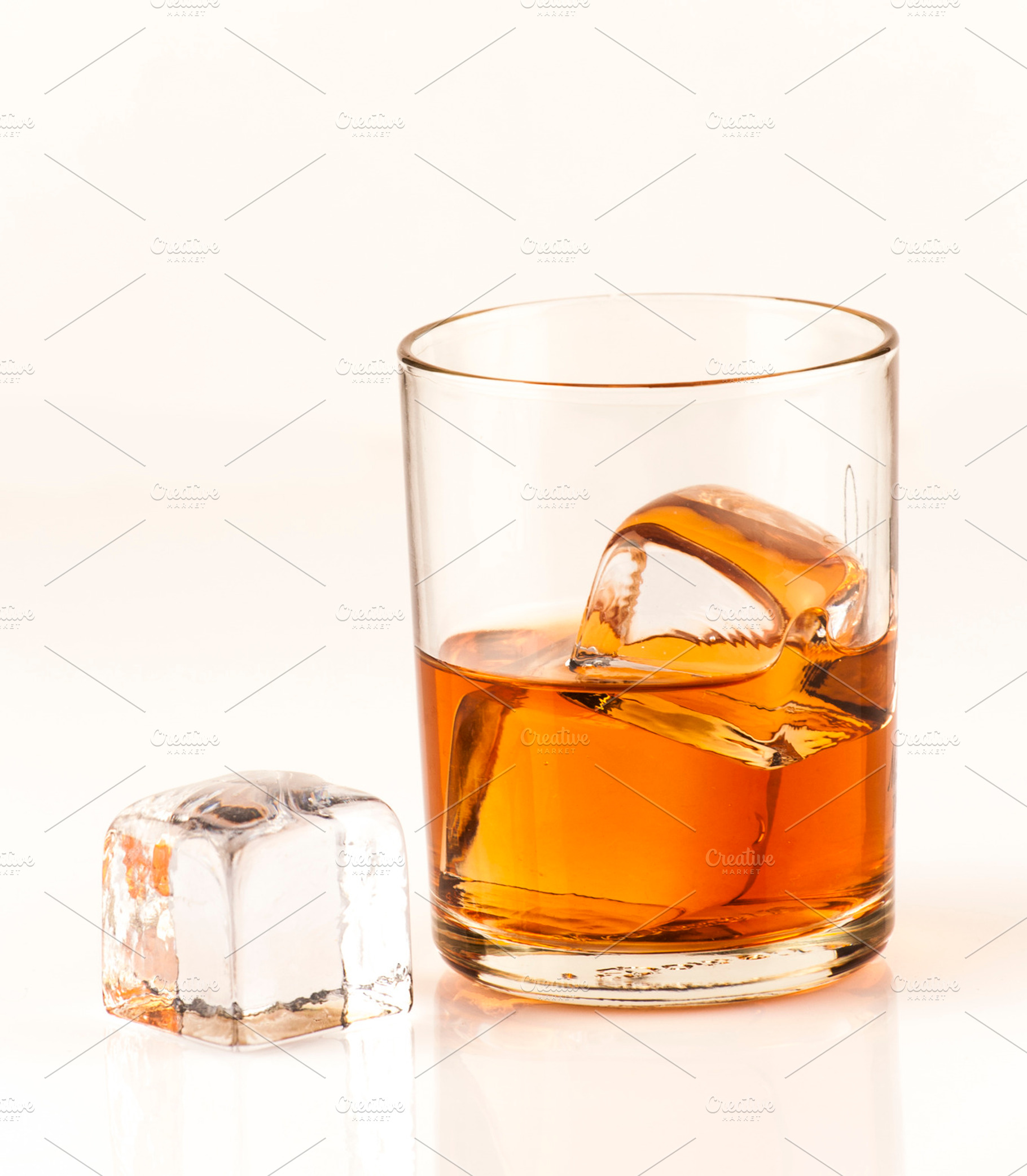 Wine Glass With Ice Containing Cocktail Glass And Jar