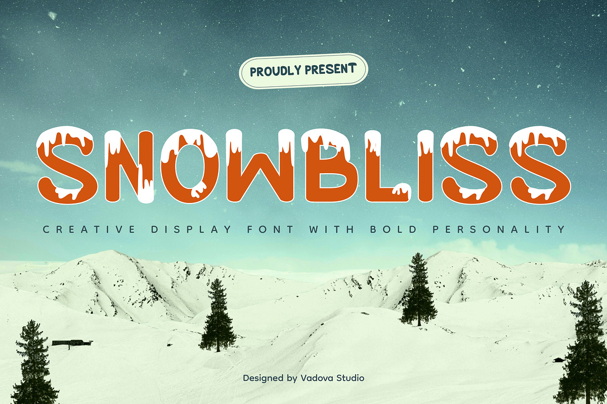 Snowbliss – Winter Display Font, a Sans Serif Font by Vadovastd (Photo 1 of 7)