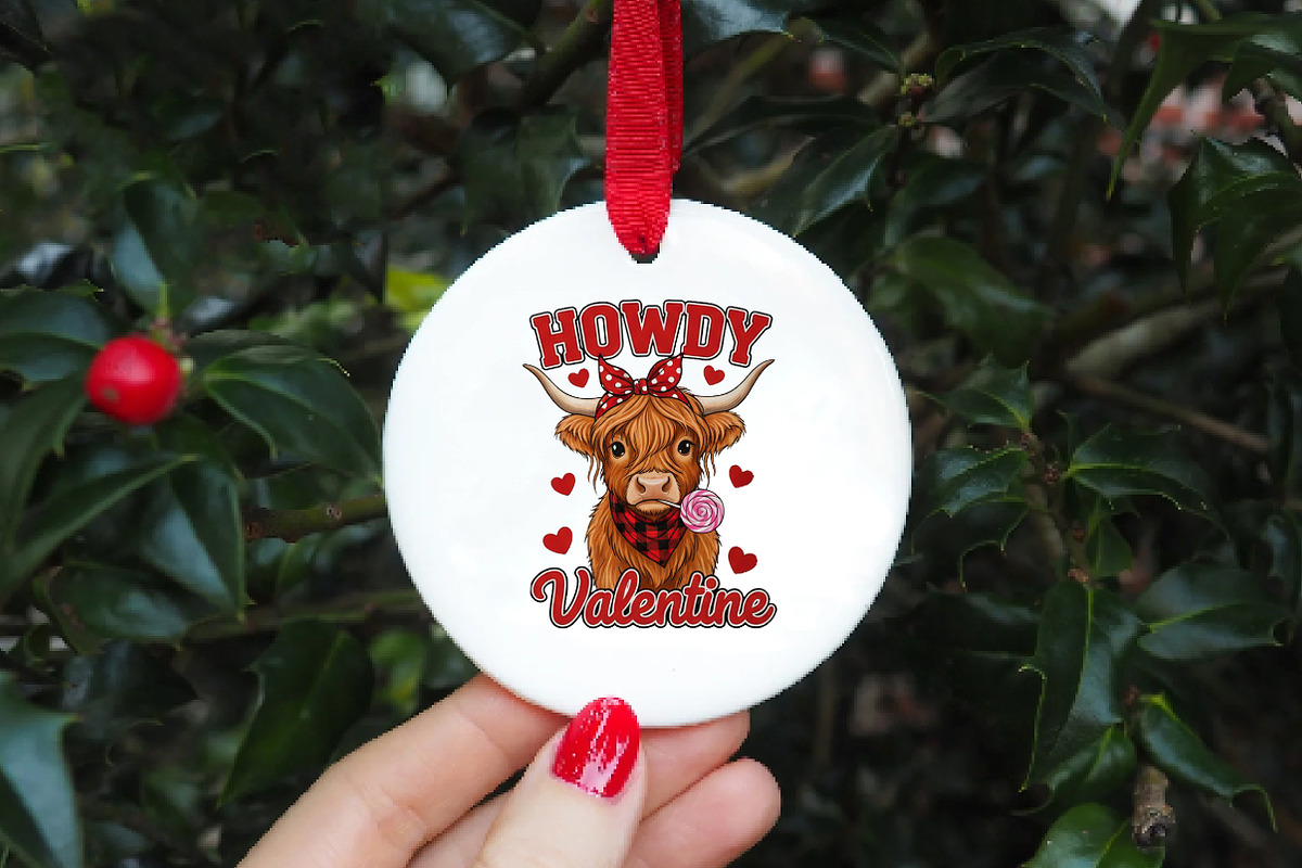 Howdy Valentine Highland Cow Cute, an Illustration by DreamArtGraphic (Photo 3 of 6)