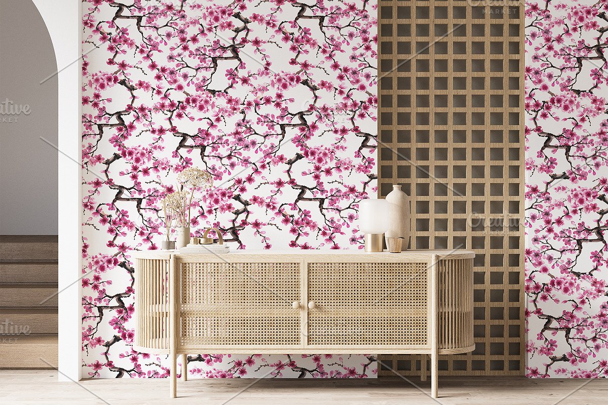 Sakura Branches (Seamless Patterns), a Pattern Graphic by Sveta Aho (Photo 6 of 6)