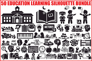 50 Education Learning Silhouette Bun, an Illustration by Creativeshirt