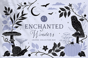 Enchanted Wonders 2 in 1 Graphic Set, a Decorative Illustration by rouxsupplyco