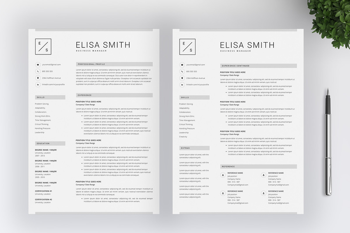 Elegant Resume Template / 4 pages, a Resume Template by SalientResume (Photo 3 of 5)