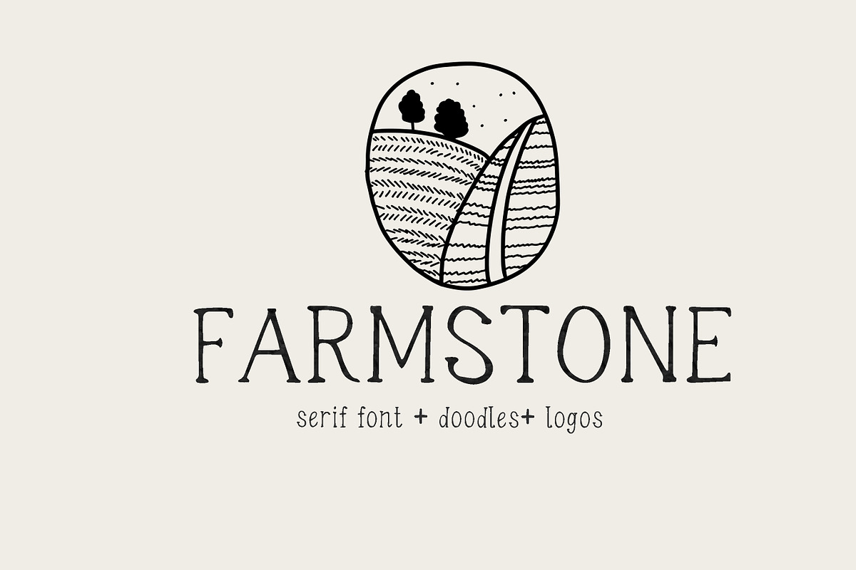 Farmstone Rustic serif font. Doodles, a Serif Font by LABFcreations (Photo 1 of 17)