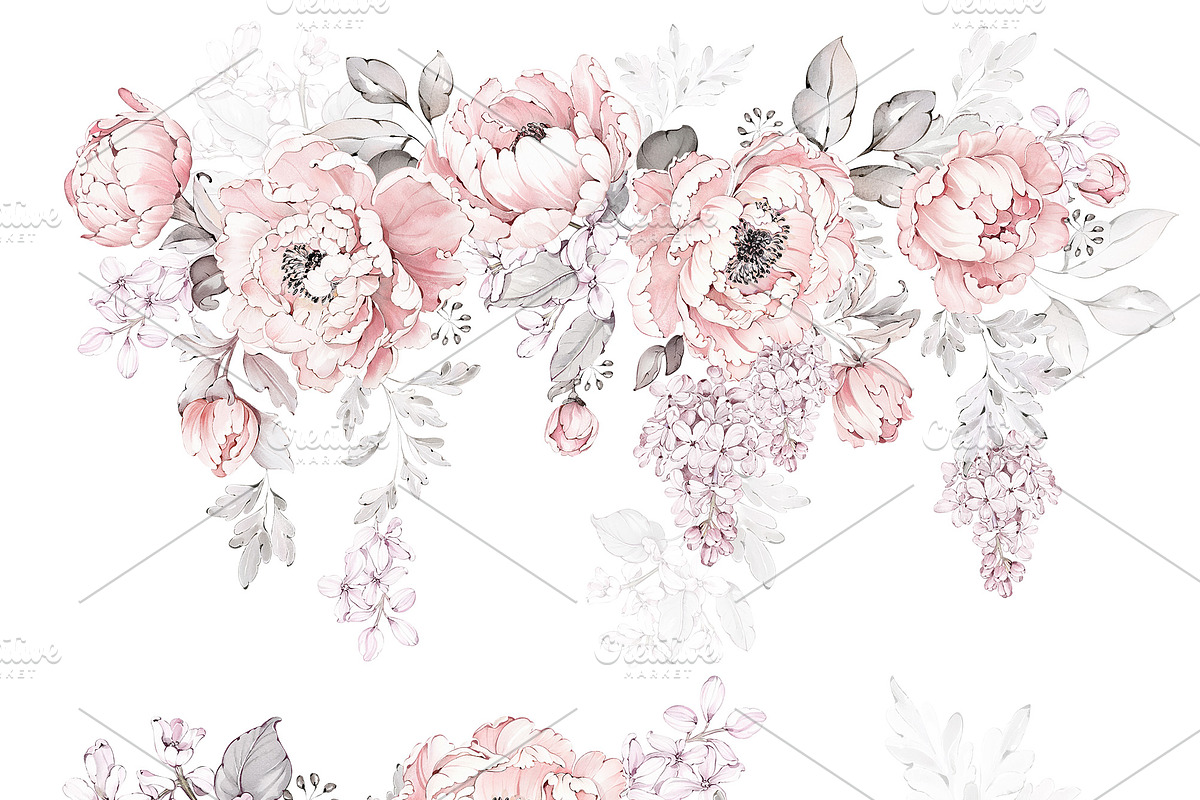 Pink Watercolor Peonies Pattern, a Pattern Graphic by Lisima (Photo 10 of 16)