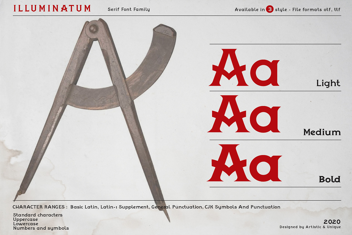 illuminatum - serif font family, a Serif Font by Artistic & Unique (Photo 3 of 14)