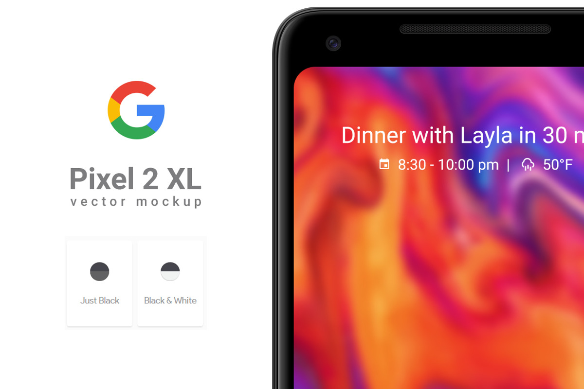 Google Pixel 2 XL Vector Mockup, a Product Mockup by Alex_Yanko (Photo 1 of 4)