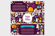 Scary Halloween  Vector Flat Banners, a Flyer Template by Anna_leni (Thumbnail 5 of 6)