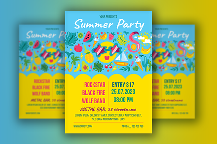 Summer Party Poster, a Poster Template by barsrsind