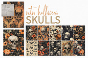 Retro Halloween Skulls, a Decorative Illustration by rileyBgraphics (Thumbnail 1 of 7)