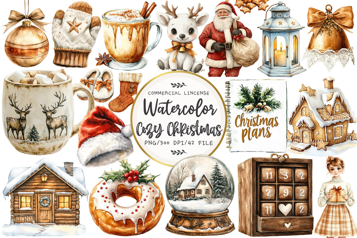 Cozy White Christmas Clipart, an Illustration by OK Design (Photo 1 of 5)