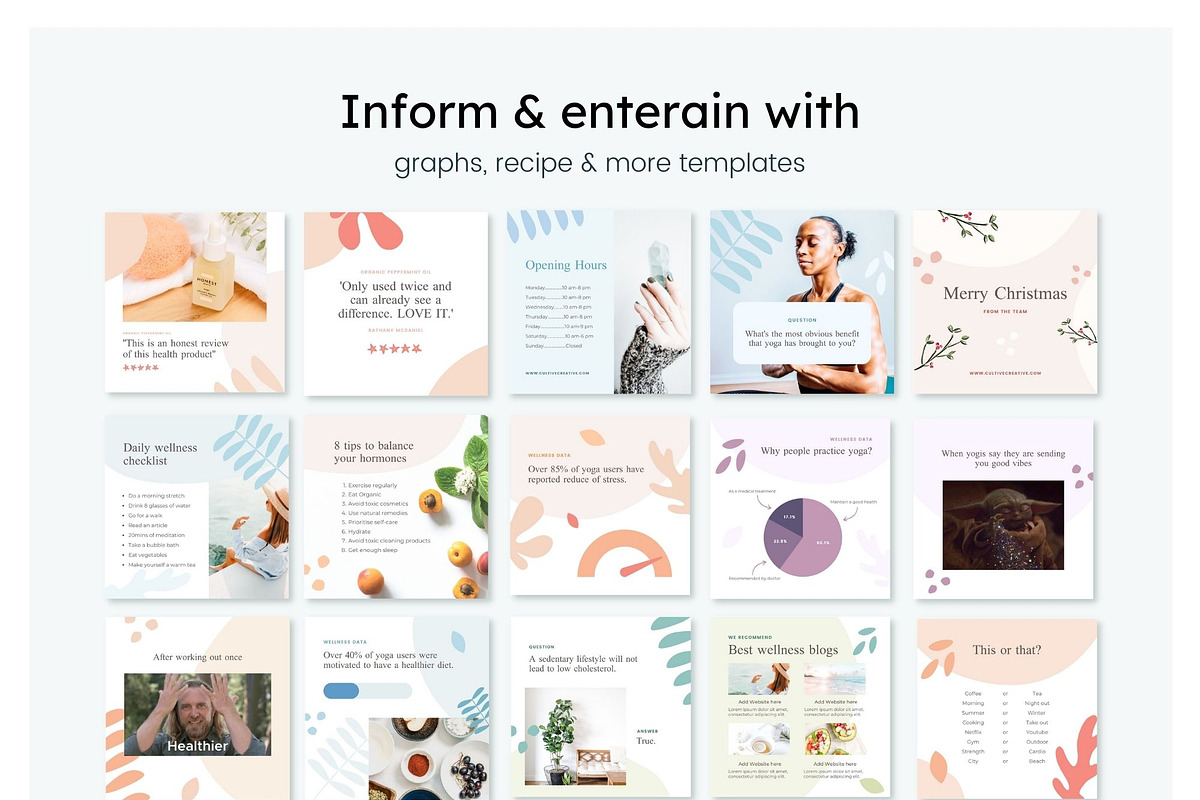 Wellness Instagram Feed Canva, a Social Media Template by Cultive Creative (Photo 12 of 13)