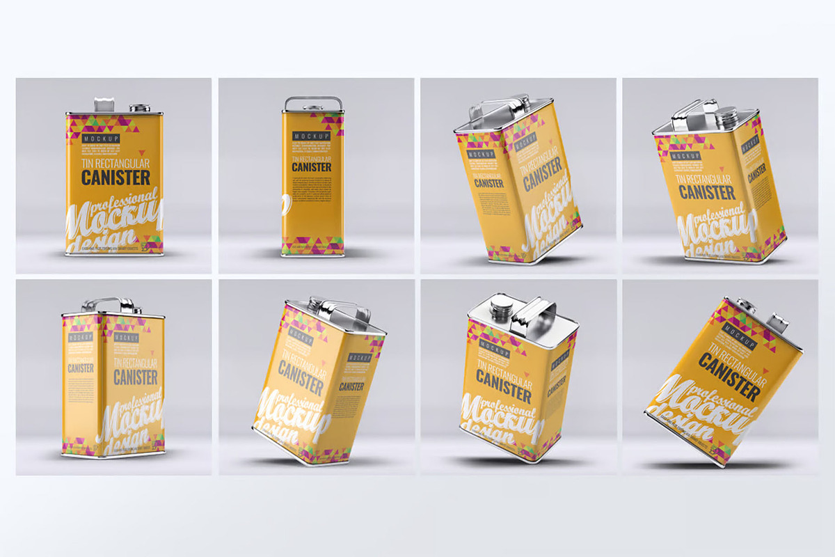Tin Rectangular Canister Mock-Up, a Packaging Mockup by DesignRushMarket (Photo 1 of 8)