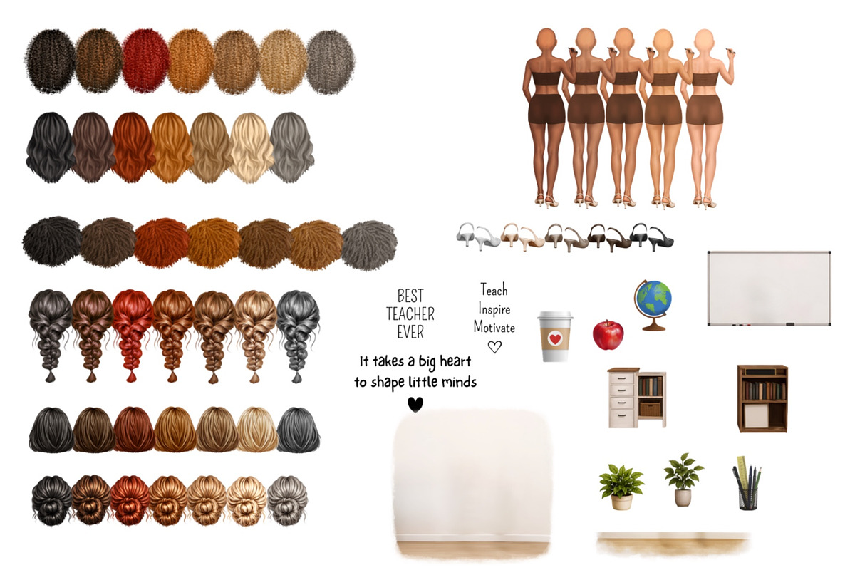 Teacher Portrait Creator Clipart, an Education Illustration by ColorfulPT (Photo 7 of 7)