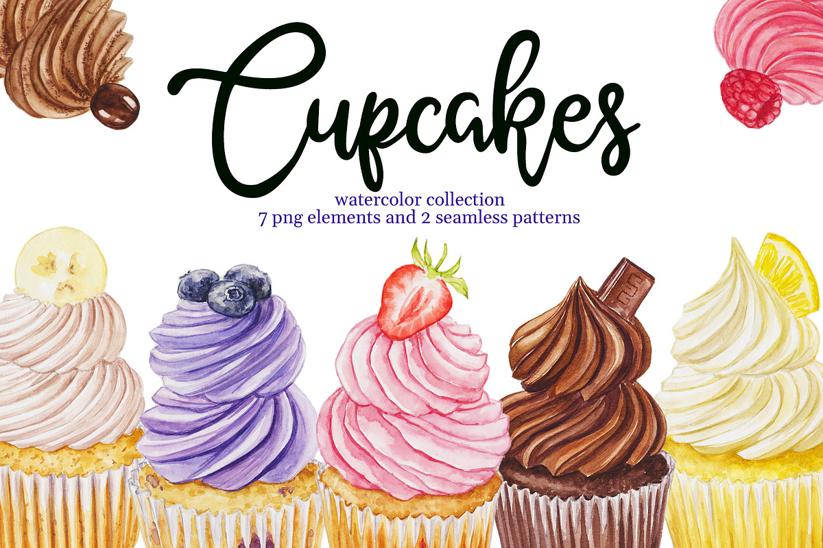 Watercolor cupcakes, a Food Illustration by Blowballmay (Photo 1 of 3)