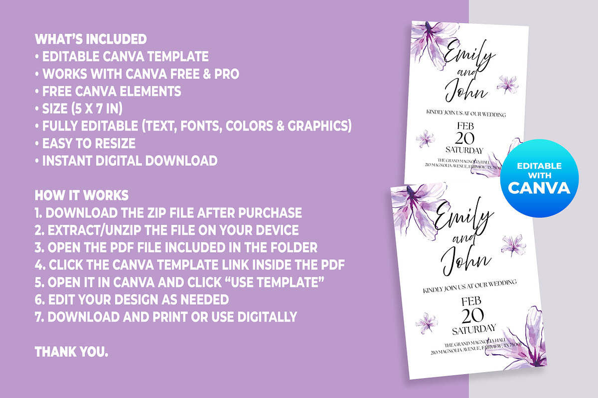 Wedding Invitation Canva Template, an Invitation Template by M9 Design (Photo 5 of 5)
