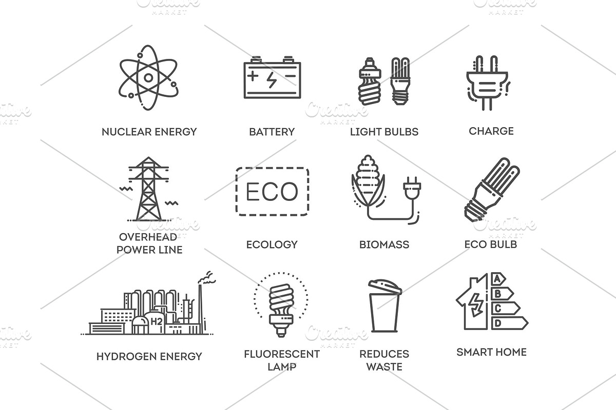 Renewable and non-renewable symbols, a Technology Illustration by Tettygreen (Photo 3 of 3)