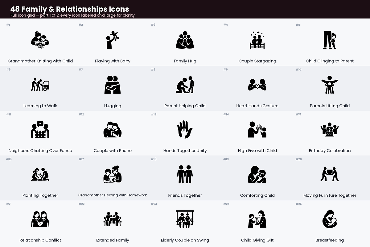 Family & Relationships Icons, a Solid Icon by Symbolic Language (Photo 2 of 4)