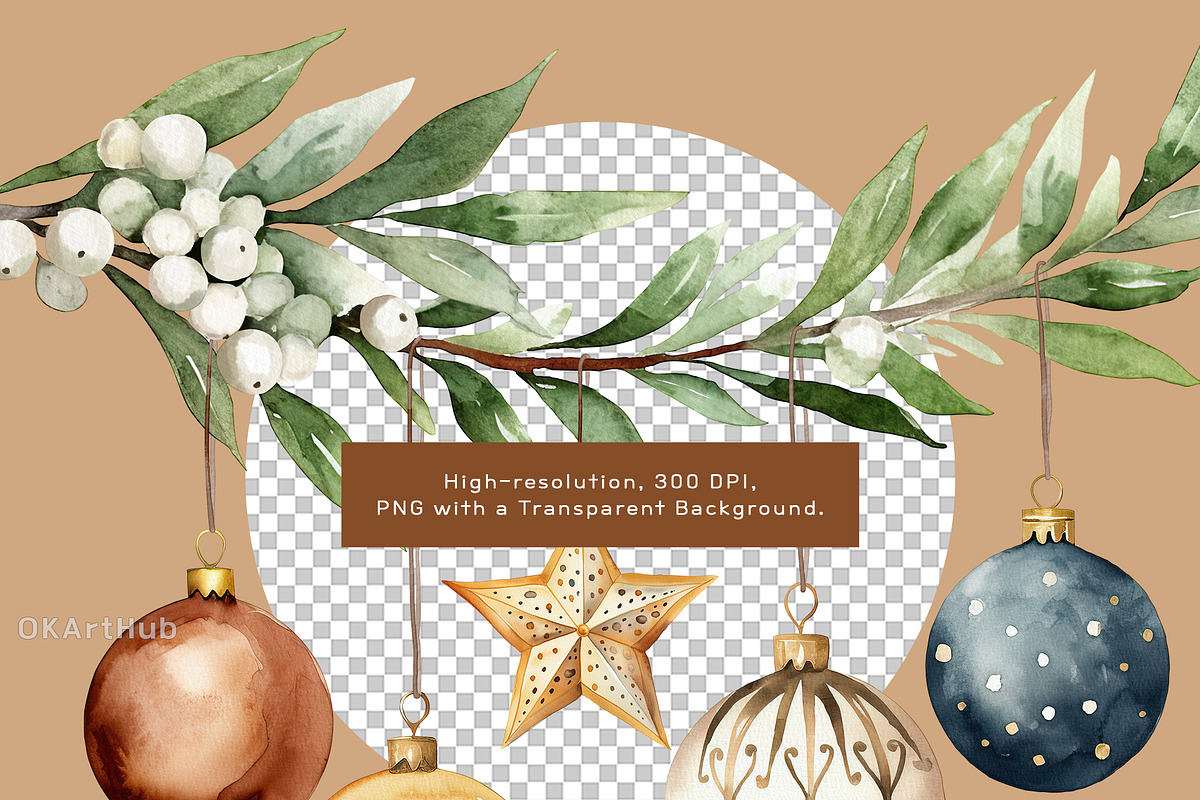 Watercolor Cozy Christmas Clipart, a Decorative Illustration by OKArtHub (Photo 7 of 8)