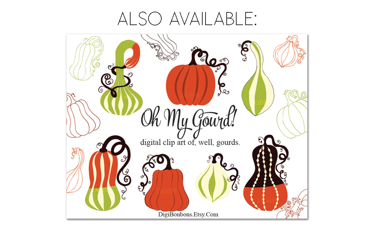 Oh My Gourd Digital Papers 12x12, a Pattern Graphic by Digibonbons (Photo 2 of 2)