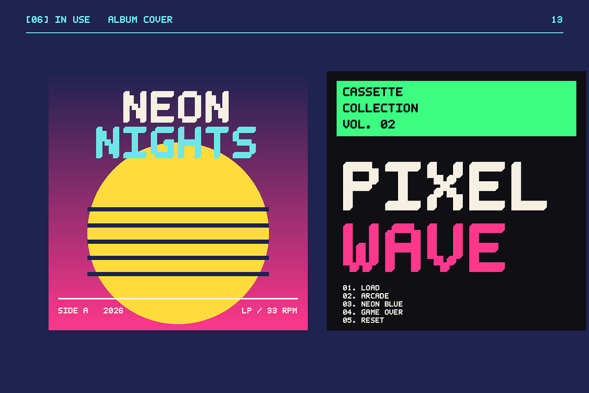 VOXEL - Pixel Display Typeface, a Sans Serif Font by Lettra Studio (Photo 10 of 18)