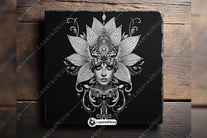 Lotus Flower Woman Head Floral Face