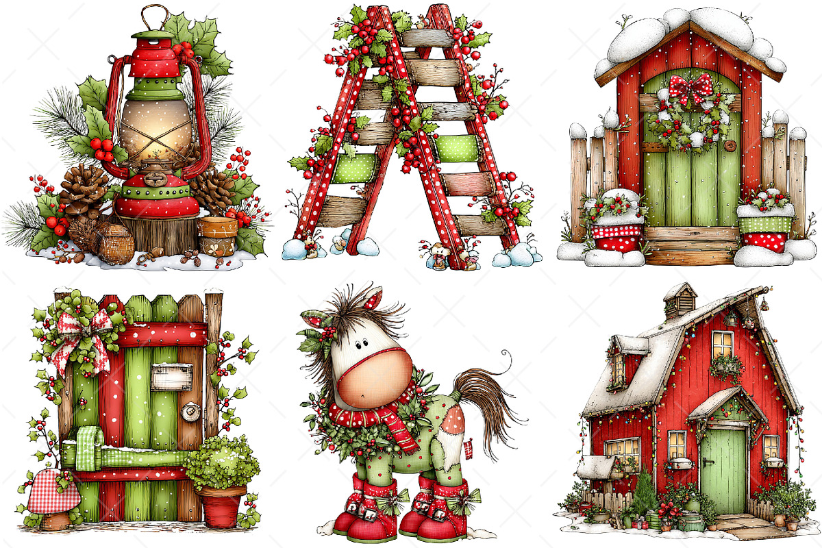 Cozy Barn Christmas Clipart Png, an Illustration by Craft Nest (Photo 3 of 6)