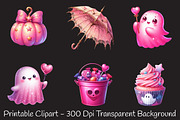Charm Pink Halloween Clipart Bundle, an Illustration by RobertsArt (Thumbnail 2 of 7)