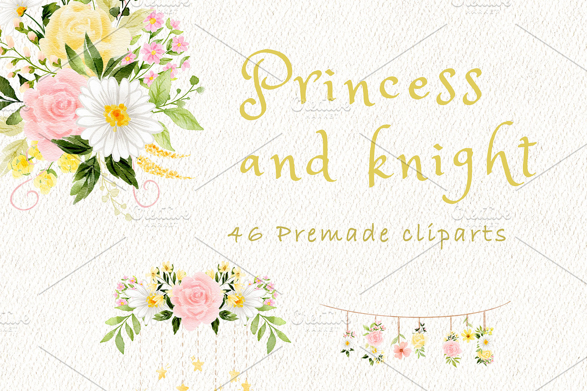 Princess and knight clipart, a Decorative Illustration by heyiamalice (Photo 4 of 13)
