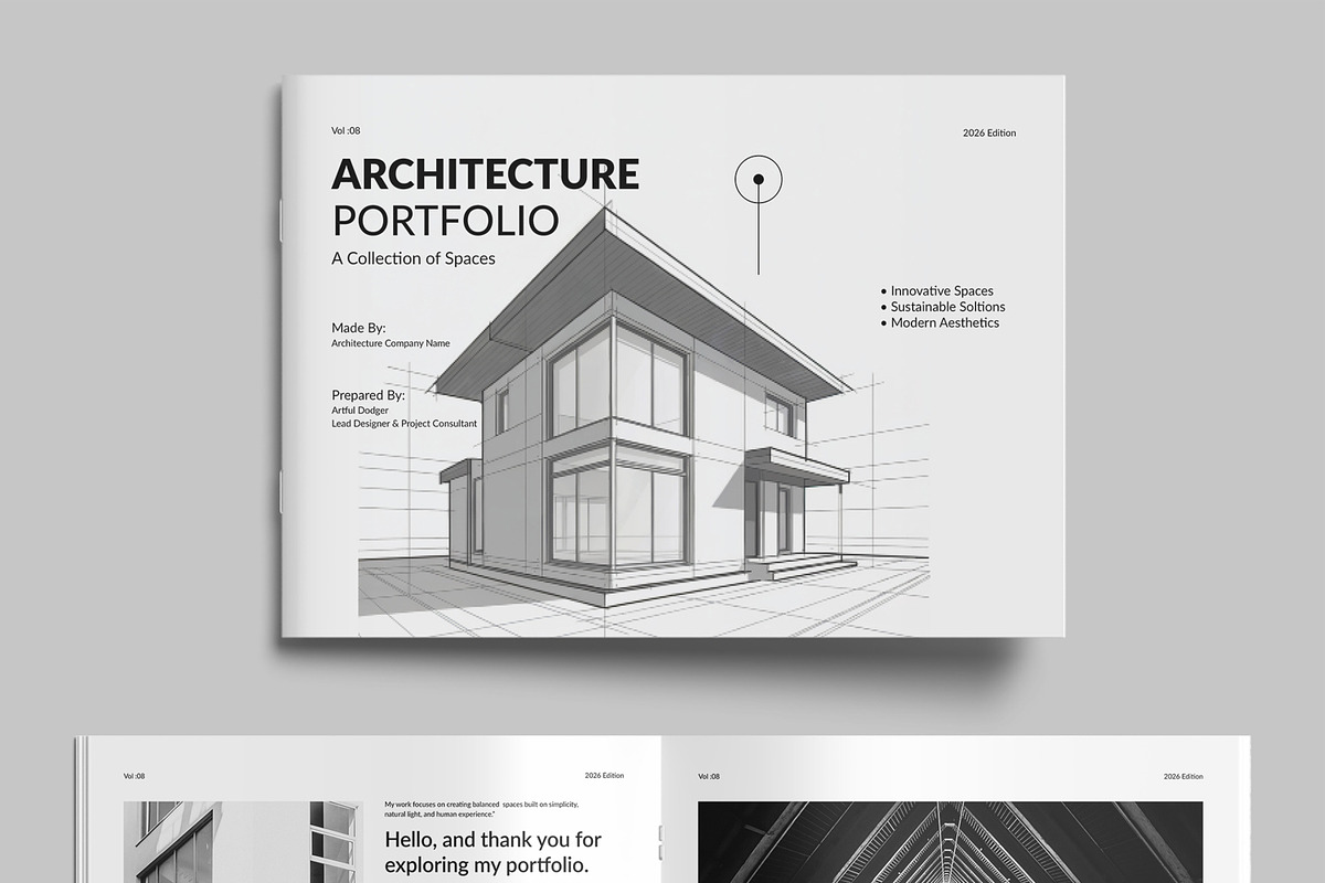Modern Architecture Portfolio Layout, a Stationery Template by MightyDesign (Photo 2 of 8)