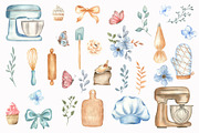 Watercolor blue Baking Clipart Set, an Illustration by ViolettaKh (Thumbnail 9 of 9)