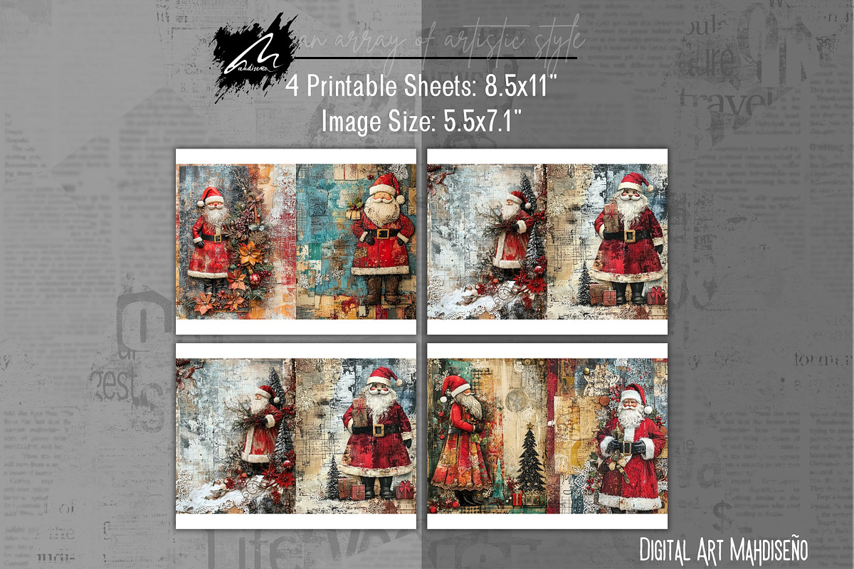 Cute Xmas Santa Claus Journal Pages, a Person Illustration by Digital Art Mahdiseño (Photo 8 of 10)