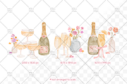 Floral Champagne Clipart, a Decorative Illustration by greywalnutstudio (Thumbnail 5 of 5)