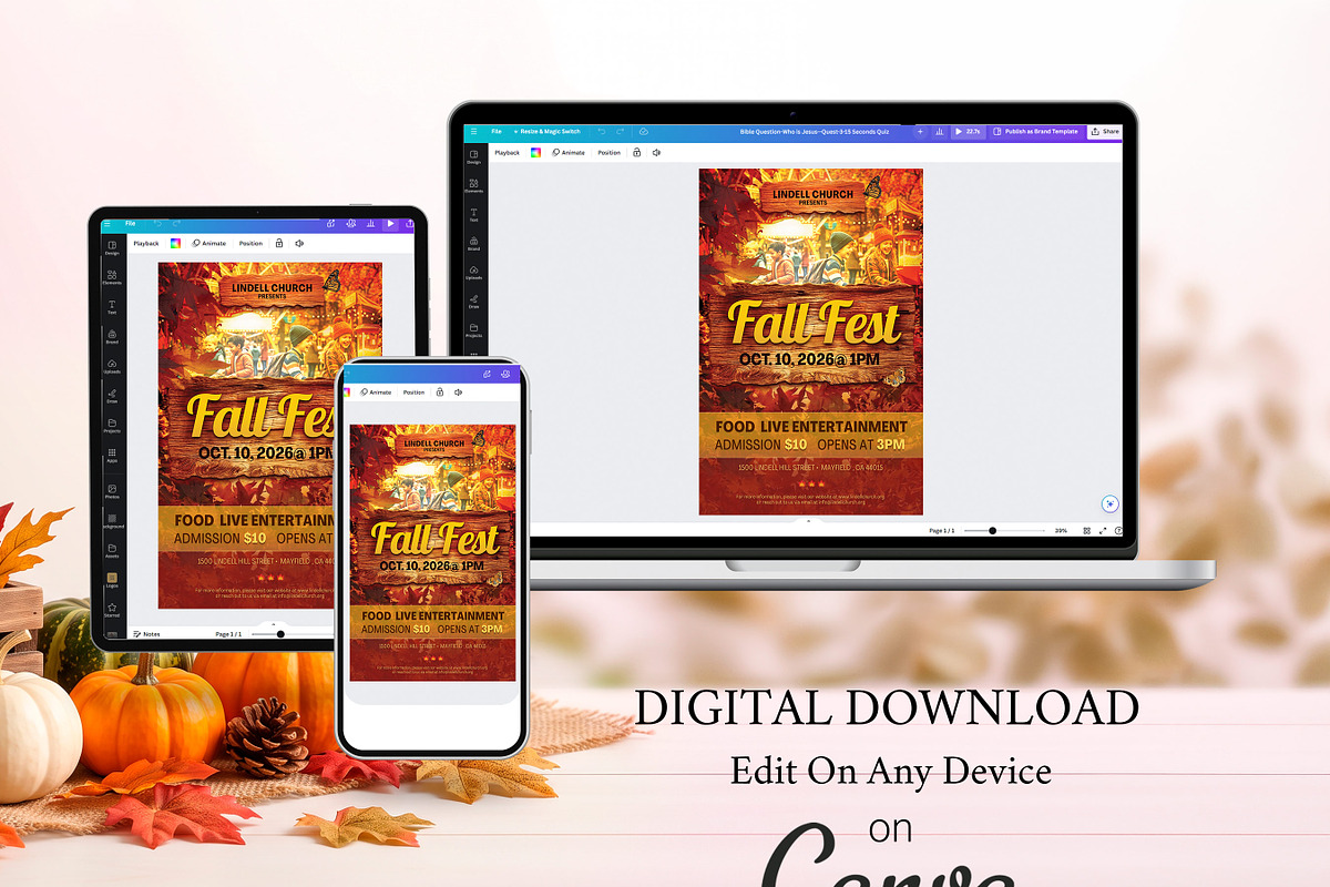 Fall Festival Canva Flyer Template, a Flyer Template by Godserv Designs (Photo 8 of 15)
