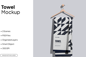 Towel Mockup Two Views, a Household Mockup by graphicsauce