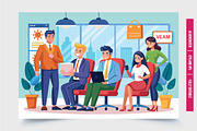 Collaborating in Office, a Finance Illustration by Tanuart (Thumbnail 1 of 3)