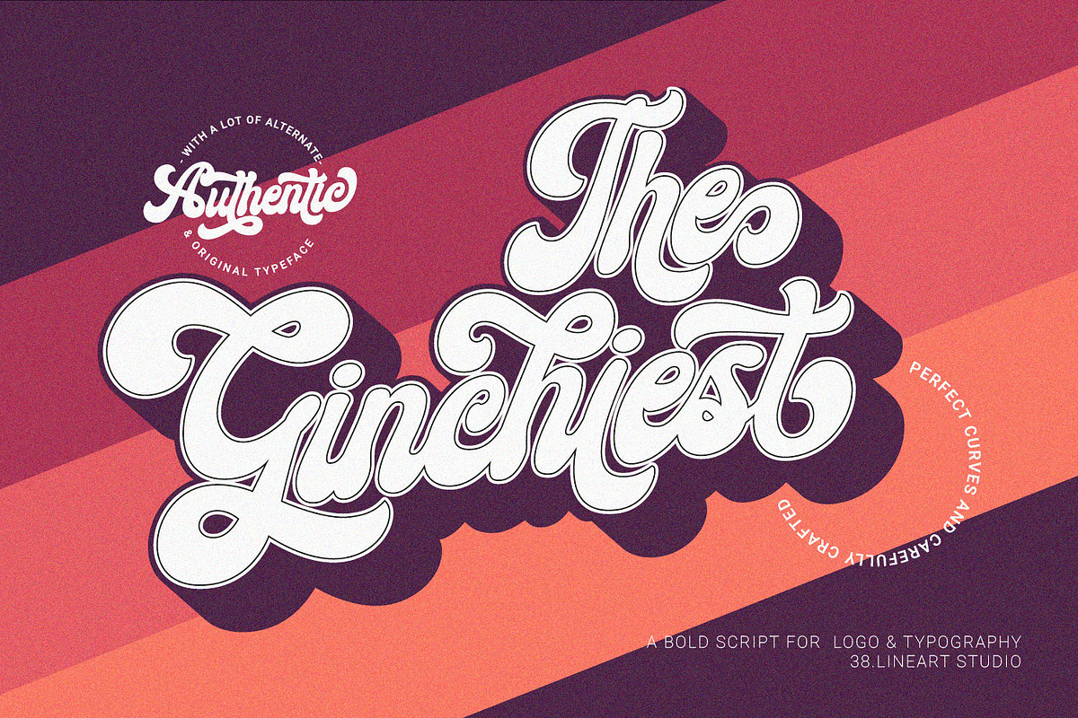 Ginchiest - Retro Bold Script, a Script Font by Ridha-38.lineart (Photo 1 of 14)