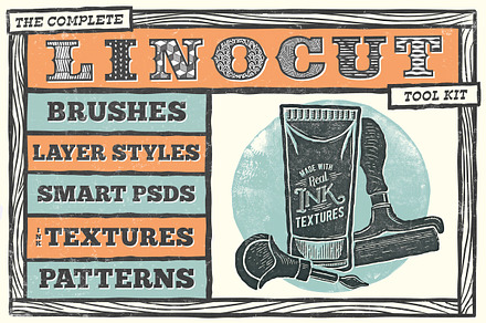 The Complete Linocut Tool Kit, a Layer Style Add-On by The Artifex Forge