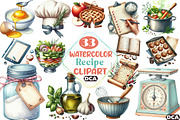 Watercolor Recipe Clipart, an Illustration by DreamCafeArt (Thumbnail 1 of 7)
