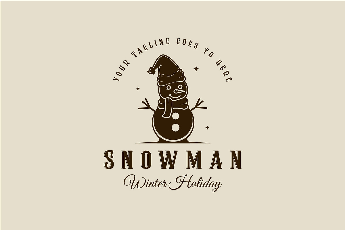 snowman logo vintage vector design, a Branding & Logo Template by zyxroun shop